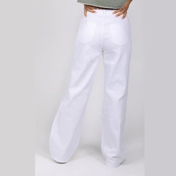 REWASH Super High Rise Wide Leg White Cream Jeans Size 28 - Picture 1 of 6